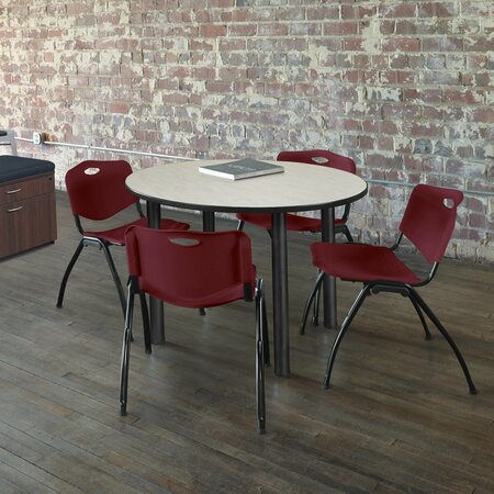 KEE Round Tables > Breakroom Tables > Kee Round Table & Chair Sets, 48 W, 48 L, 29 H, Maple TB48RNDPLBPBK47BY